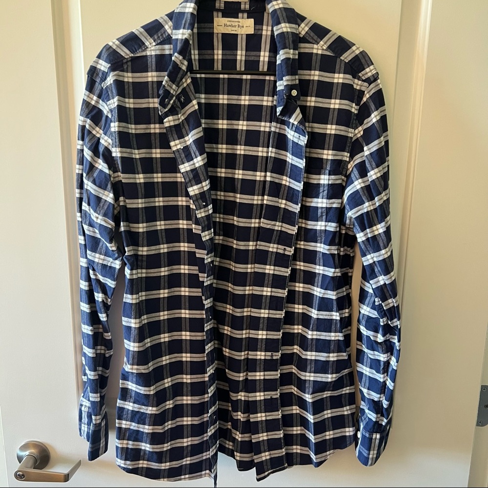 Hawker Rue button down navy plaid